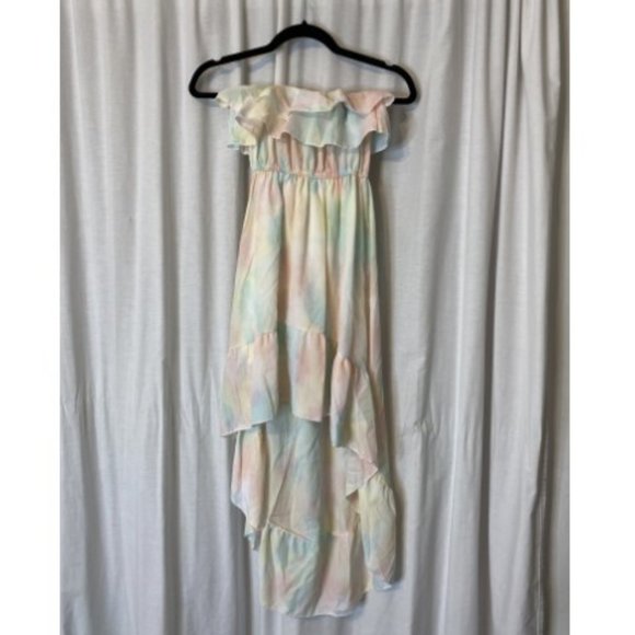 3/$20 - Strapless Rainbow Pastel High-Low Dress - Size S, Fun and Flowy - Picture 1 of 7
